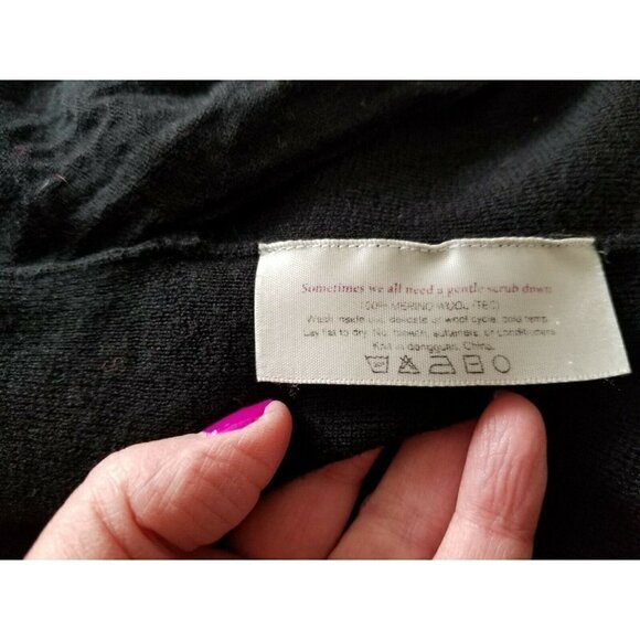 M.M. LAFLEUR Cardigan Sweater Merino Wool Black In Seam Pockets Womens Size (S) - Picture 6 of 9